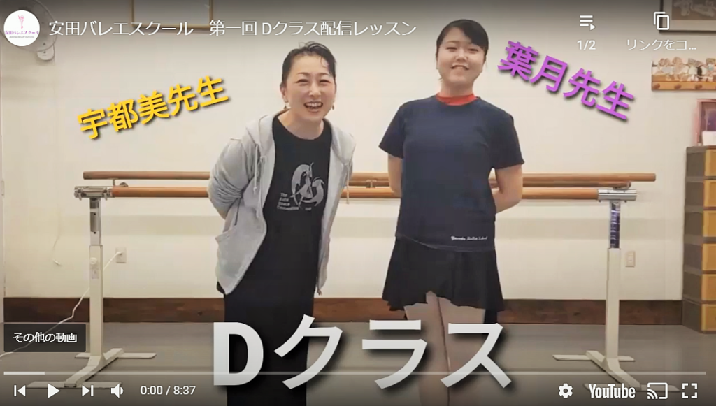 安田バレエスクール・兵庫県西宮市(夙川)のバレエ教室、生徒会員限定バレエレッスン動画Dクラス